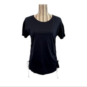 JCrew navy short sleeve blouse scoop neck side ties small